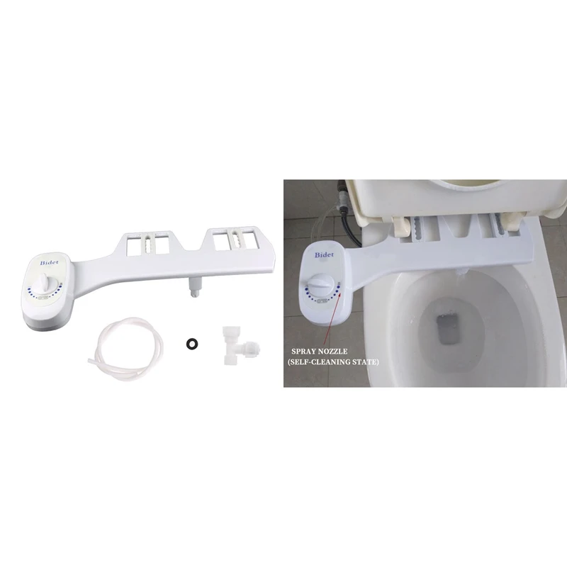 

Fresh Water Spray Mechanical Bidet Toilet Seat Attachment Non-Electric Adjutable Single Nozzle