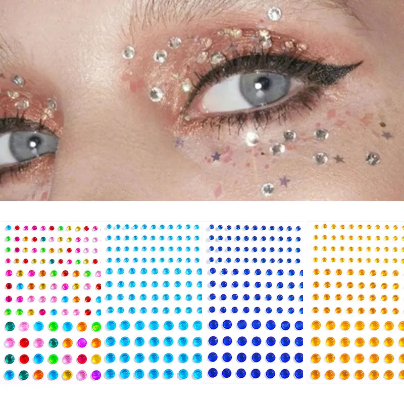 

Face Jewelry Disposable Tattoo Stickers Pearl Crystal Diamond DIY Eyes Face Body Waterproof Makeup Decorations Rhinestones