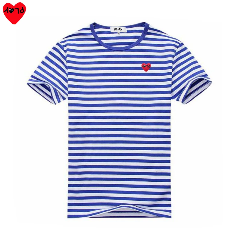 Футболка хлопковая в полоску с круглым вырезом и вышивкой | Мужская одежда