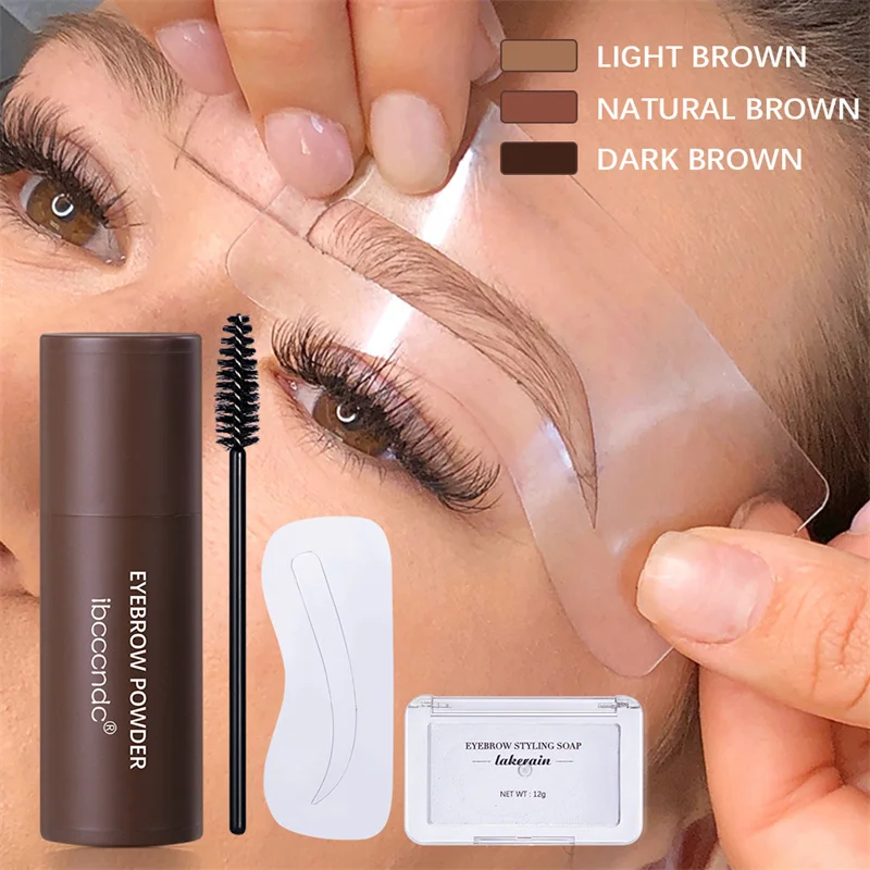 

One Step Eyebrow Stamp Shaping Kit Brow Set Pen Women Waterproof Contour Stencil Tint Natural Stick Hairline Enhance