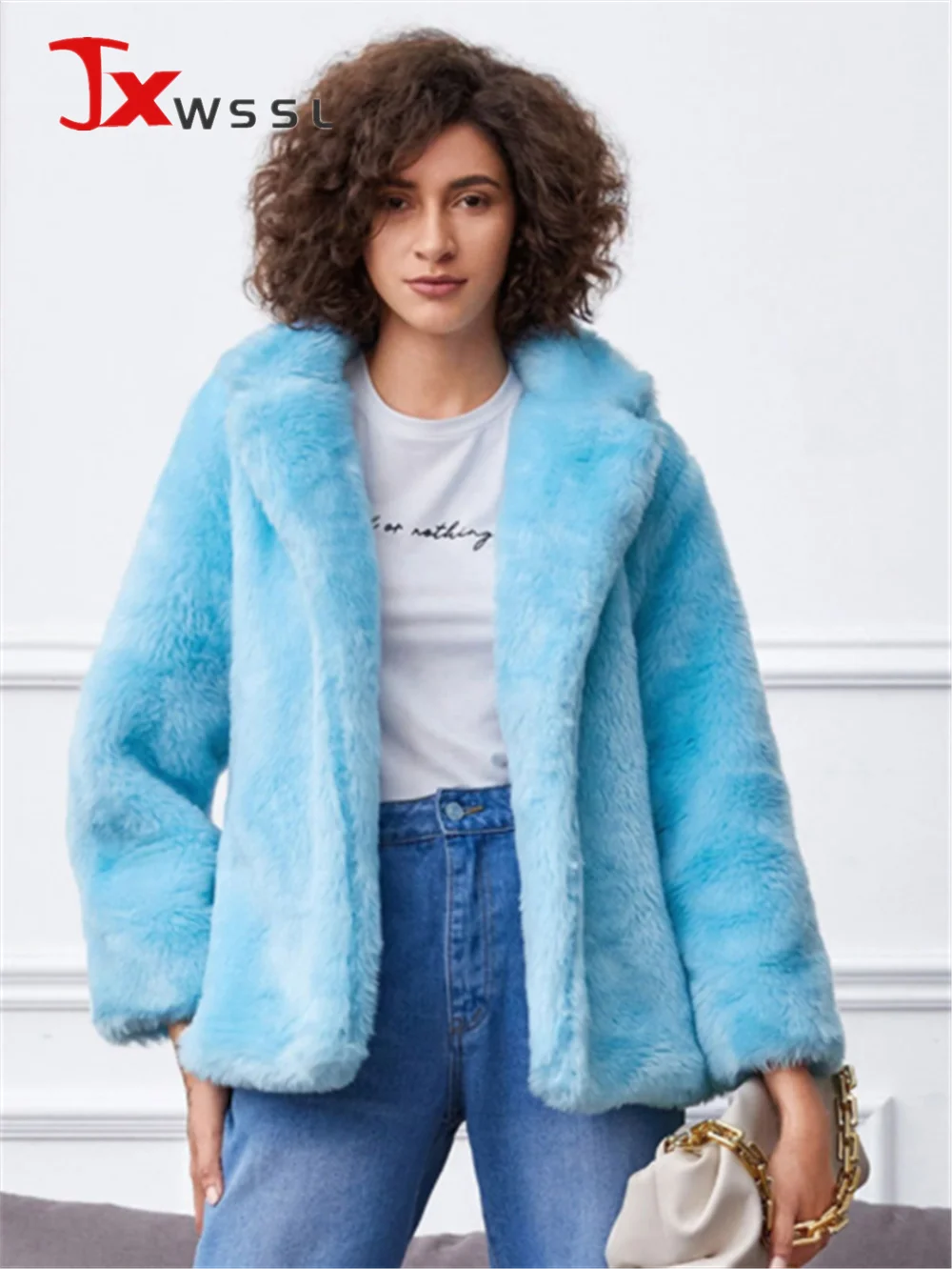 

Korean Style Women's Faux Fur Coat New Winter Luxurious Soft Faux Fox Fur Jacket Office Ladies Warm Overcoat