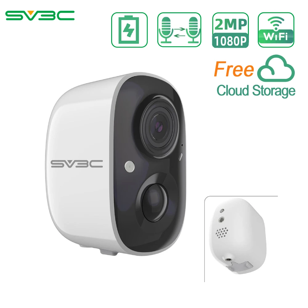 Wifi Battery Camera Outdoor, SV3C 1080P Wireless Surveillance Cameras With Solar Panel, Waterproof Home Security IP CCTV