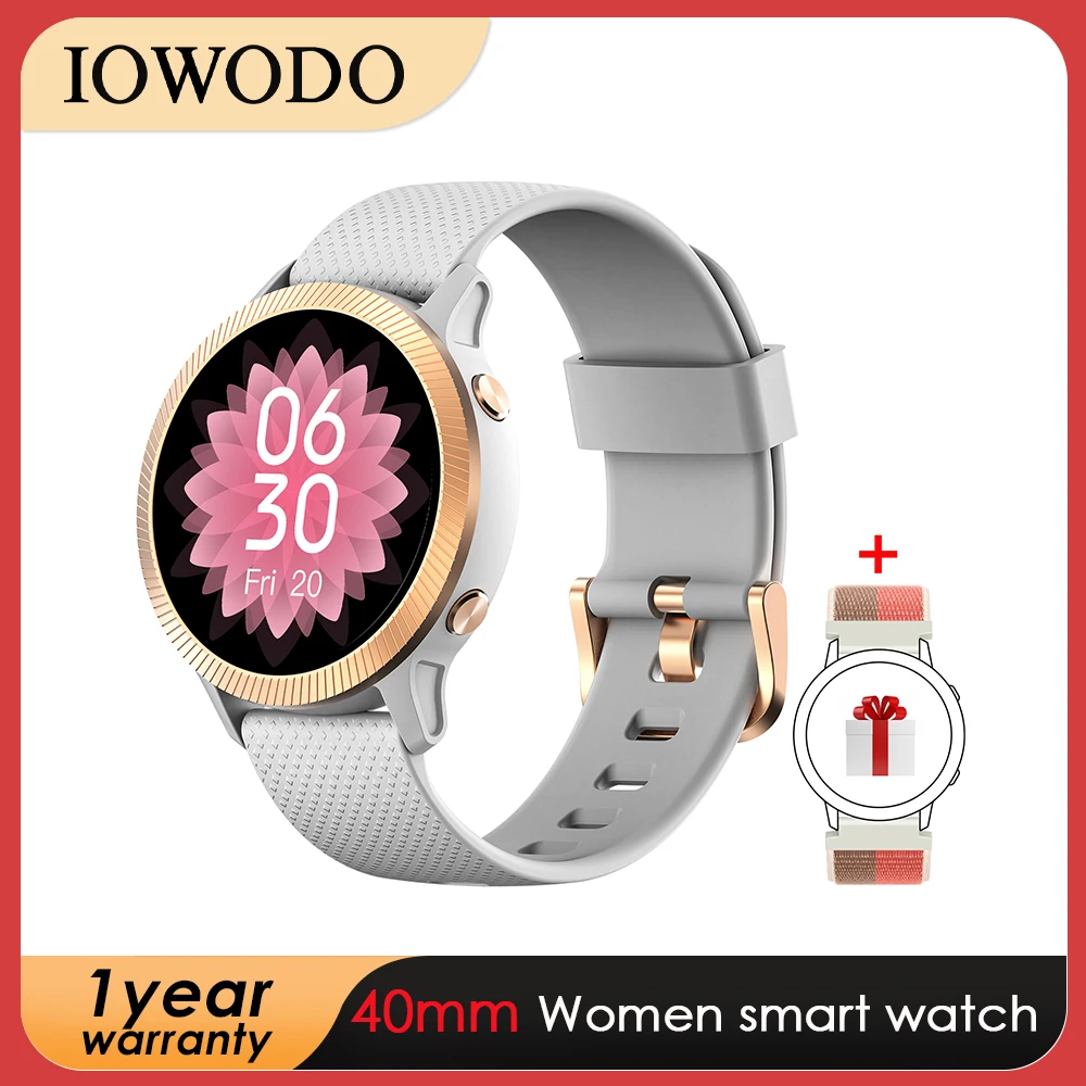 

IOWODO Smart Watch Woman Android for Samsung 2022 Free Ship Full Touch Screen Support Heart Rate Blood Oxygen Monitor SmartWatch