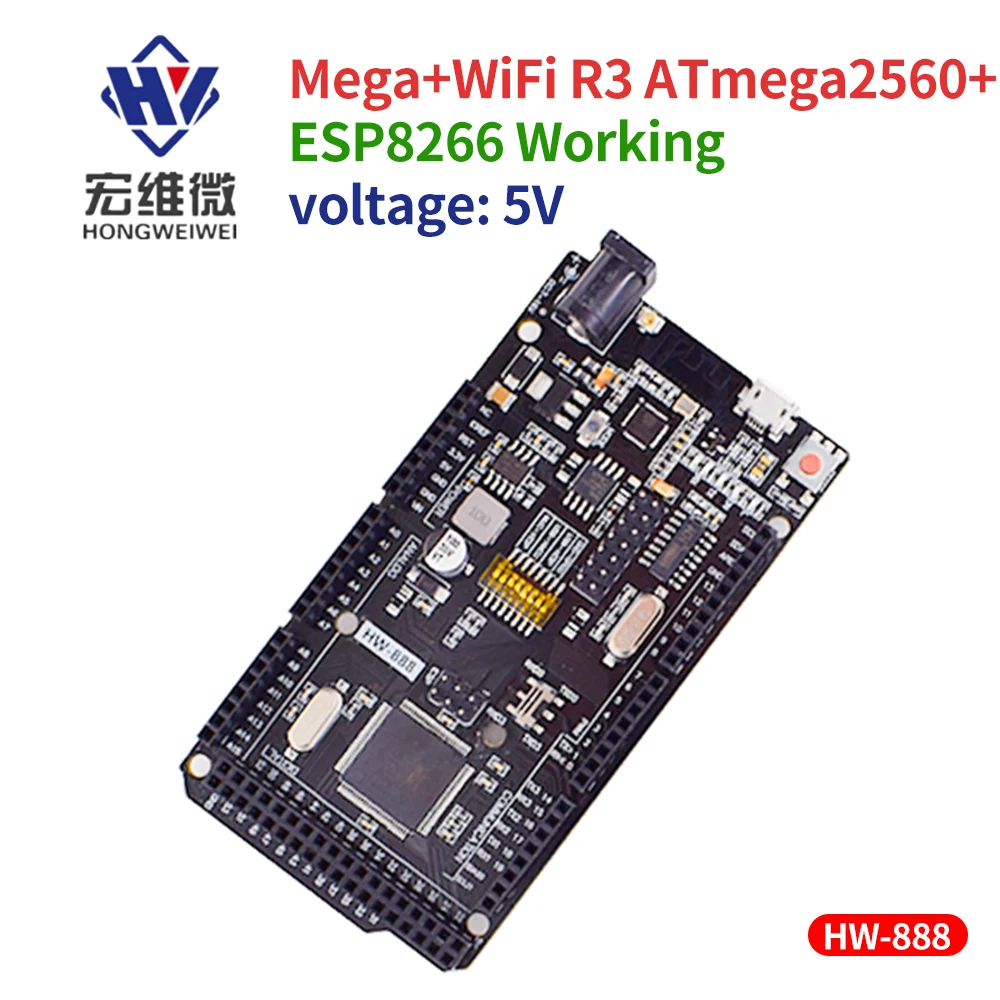 

Mega2560 7-15V WiFi R3 ATmega2560 ESP8266 32Mb Memory USB-TTL CH340G Compatible for Arduino Mega NodeMCU WeMos Development Board
