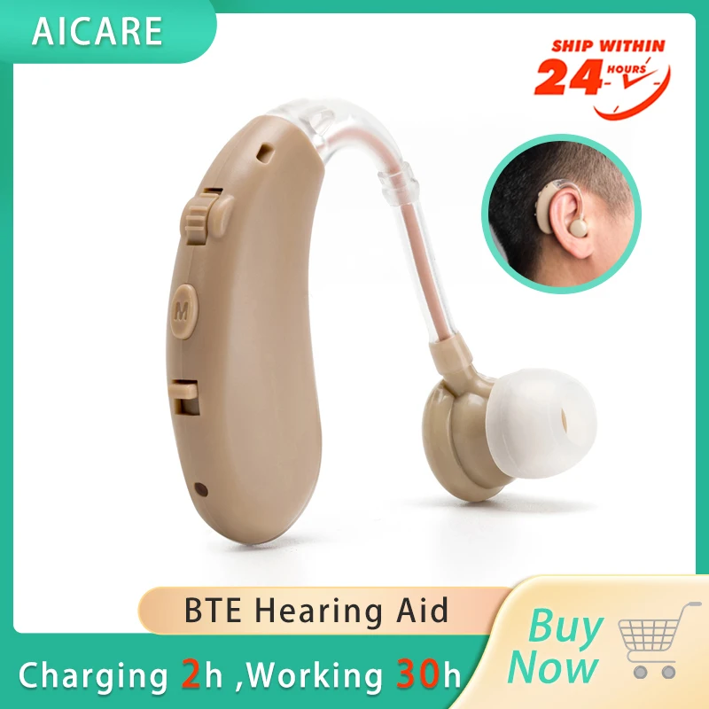 

Aicare Rechargeable Digital Hearing Aid Sound Amplifier BTE Mini Audio Amplifier Ear Aids for Elderly Deafness Hearing Amplifier