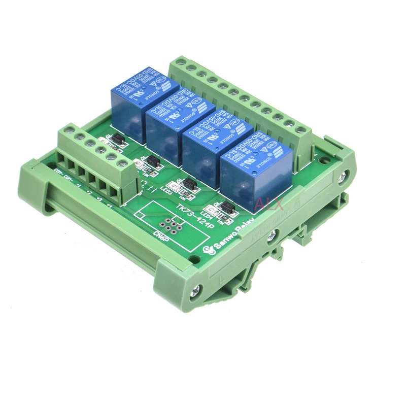 Фото 4-Канальный Релейный Модуль с креплением на DIN-рейку SRD-05VDC-SL-C 10A 5V 12V 24V DC PNP NPN 1NO 1NC №3