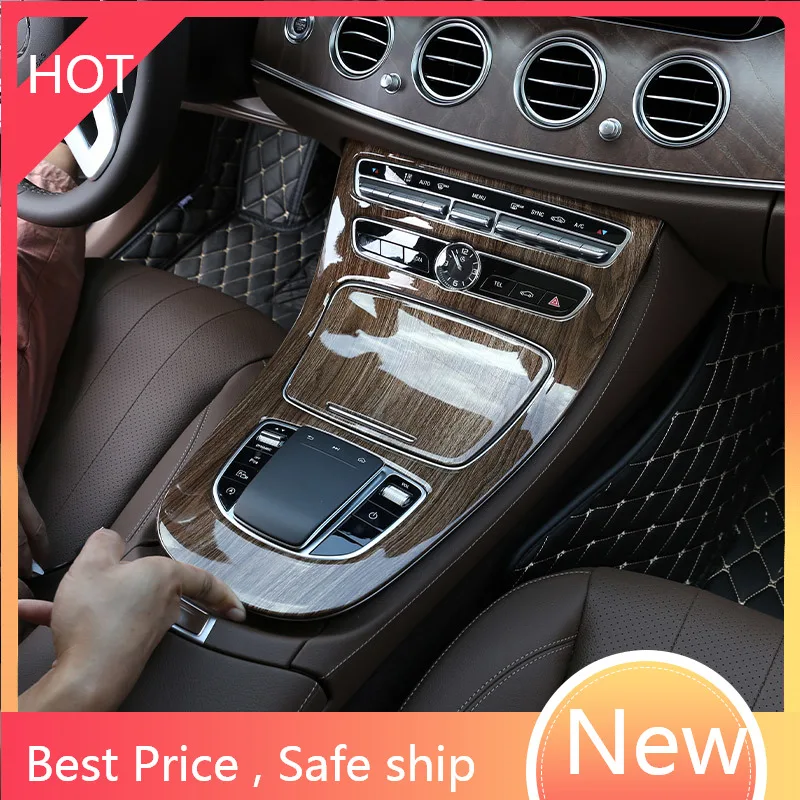 

ABS Plastic Walnut Brown Wood Center Console Gear Panel Frame Cover Trim Stickers For Mercedes Benz E Class W213 2016 2017 2018