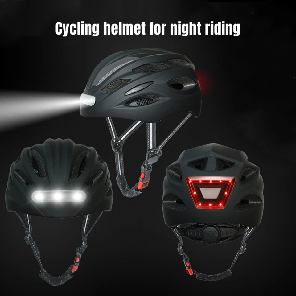 

Cycling Helmet For Night Riding AdultsBicycle Helmet With Light Rechargable LED Lamp Ultralight Mountain Road Bicycle MTB Helmet