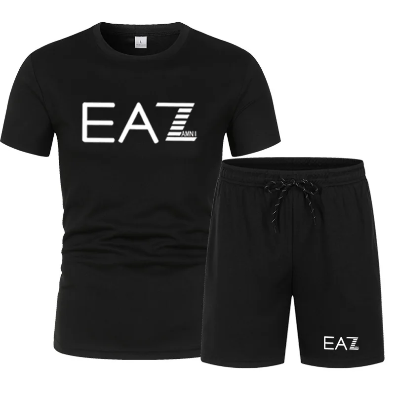 

A7 Summer Mens Tracksuit Brand Fitness Set Running Clothes Casual Suit T-shirt + Shorts Breathable Two Piece Sportswear Suit Men