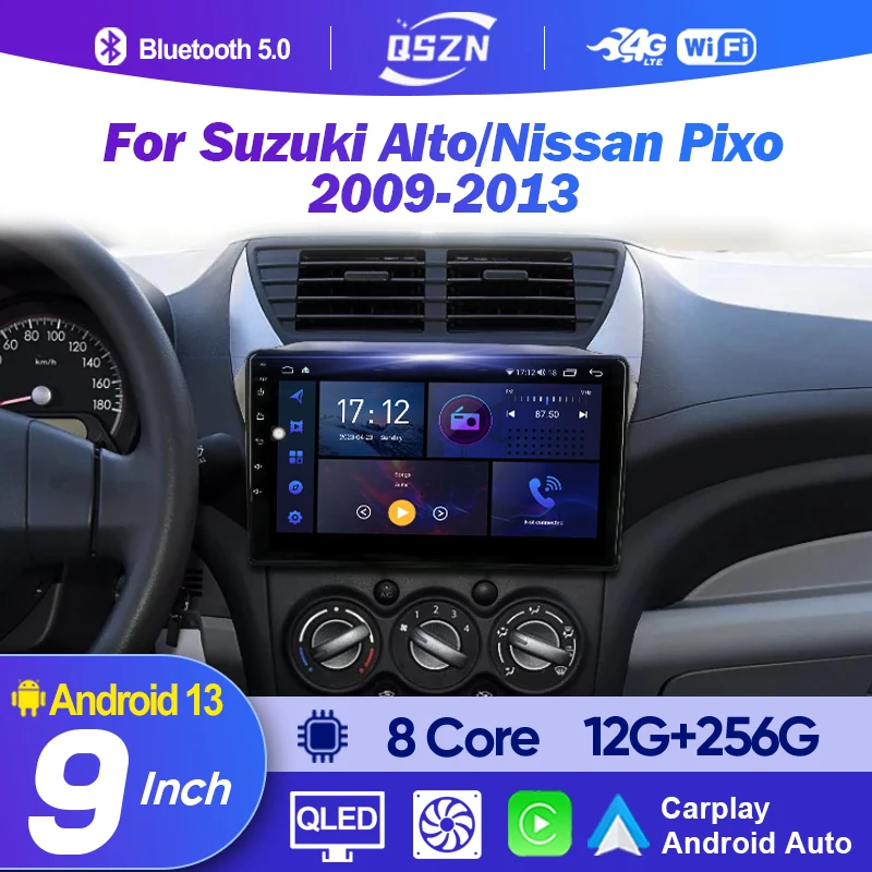 Фото Автомобильный радиоприемник Android 13, мультимедийный плеер для Suzuki Alto/Nissan Pixo 2009-2013 Dvd GPS-навигация 4G wifi BT DSP 2K QLED No 2din №1