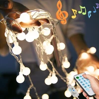 led usb smart music remote ball fairy string lights garland christmas lights decor for home outdoor wedding room curtain lamp