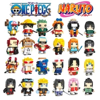one piece naruto luffy kakashi cartoon building blocks anime characters sasuke itachi mini action figure toy kids birthday gift