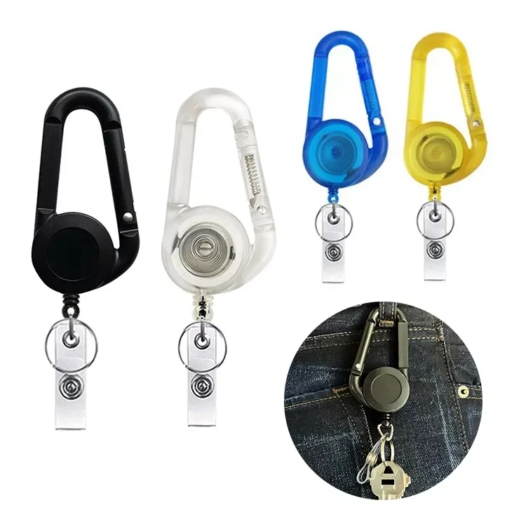

Retractable Wire Rope Nurse Badge Reel Clip Badge Holder Students Doctor ID Card Holder Keychain Key Holder Easy Pull Carabiner