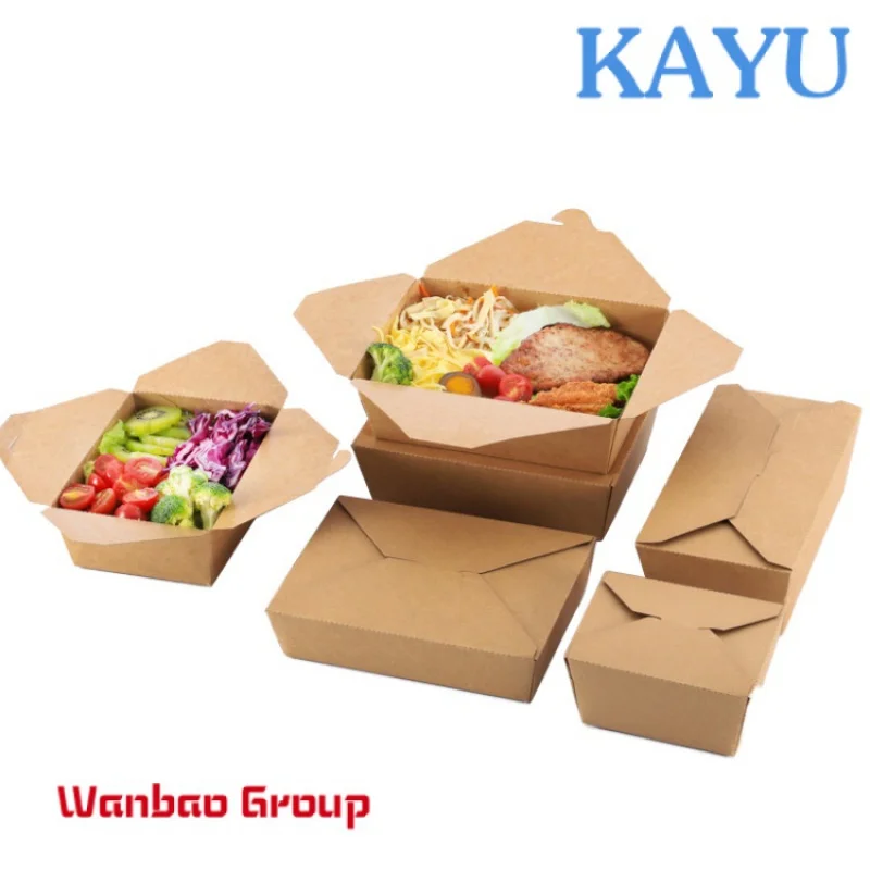 Custom Recycled Disposable Togo Restaurant Lunch Salad Sandwich Hamburger Container Take out Fast Food Packaging Kraft Paper Box