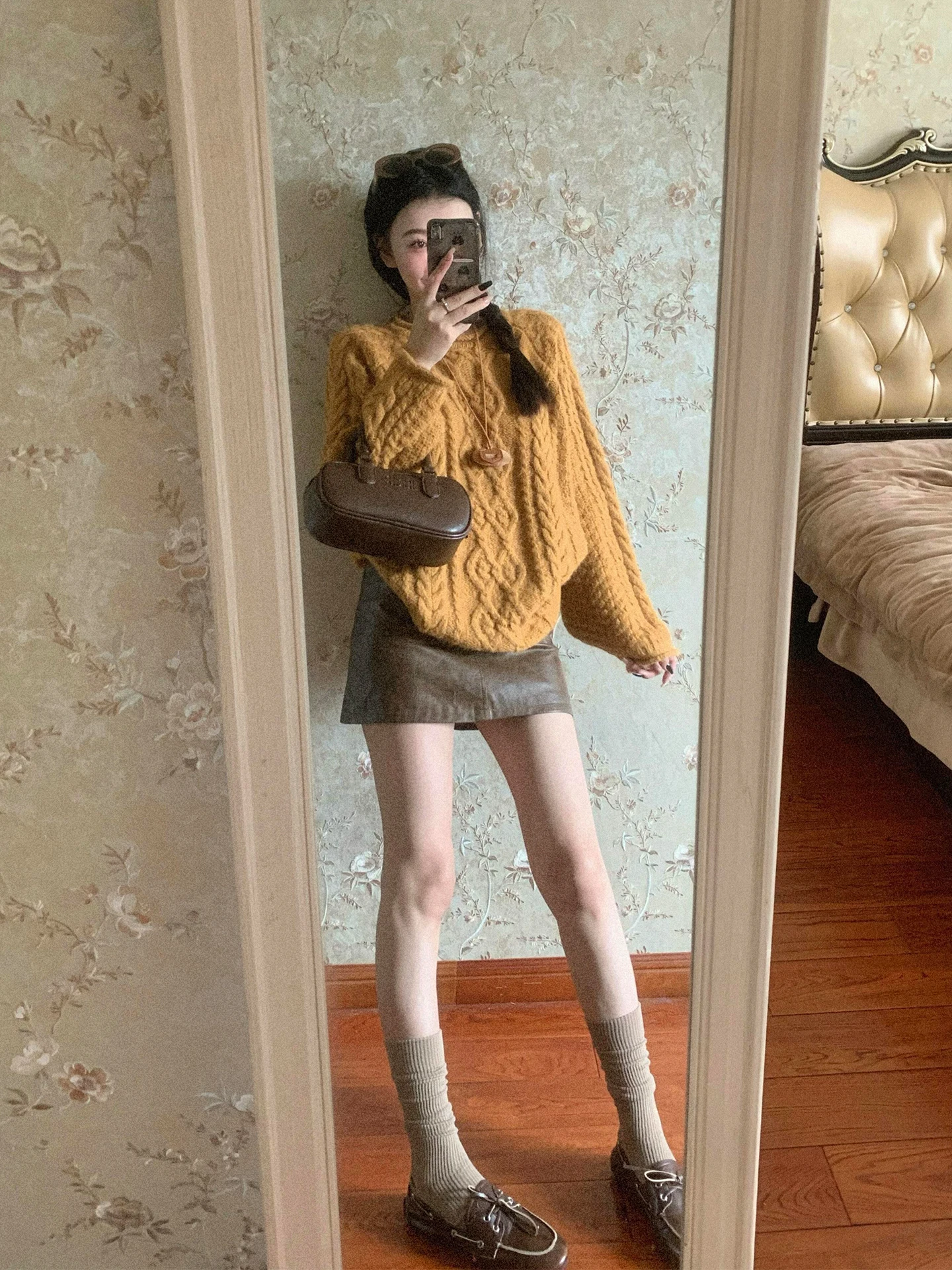 Lazy Milk Fufu White Orange Twisted Flower Sweater Women Autumn and Winter Korean Series Atmosphere Wear Slimming Knitted Top