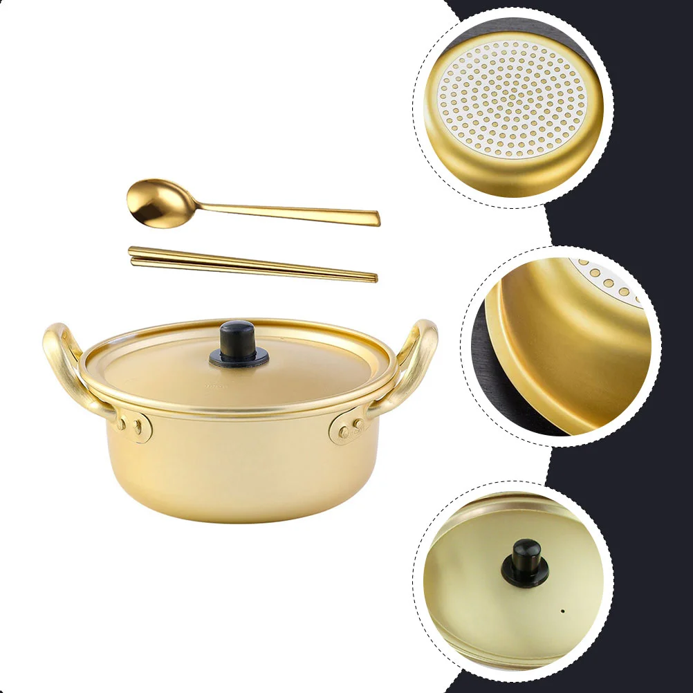 

Pot Korean Ramen Noodle Cooker Cooking Hot Instantsoup Stock Aluminum Shabu Lid Stew Stockpot Japanese Ramyun Cookware Pan Steel