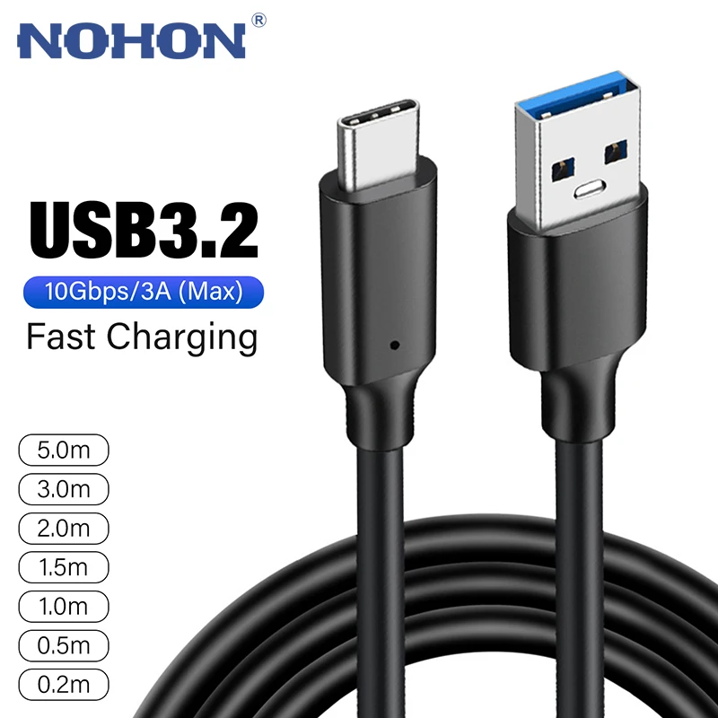 

USB 3.2 Type C Cable For MacBook Pro iPad Samsung Xiaomi Huawei Oneplus 10Gbps 3A 60W Fast Charging Data Cord USB C Wire 3m 5m