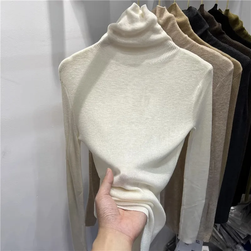 Осень и зима 2024 новая водолазка с ворсом внутренняя одежда трикотажная нижняя