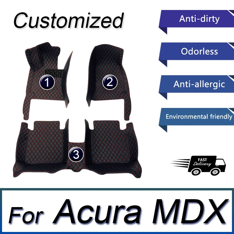 

Car Floor Mats For Acura MDX YD8 YD9 YE1 2022 2023 2024 7seat Anti-dirty Leather Carpets Floor Mat Tapis Voiture Car Accessories