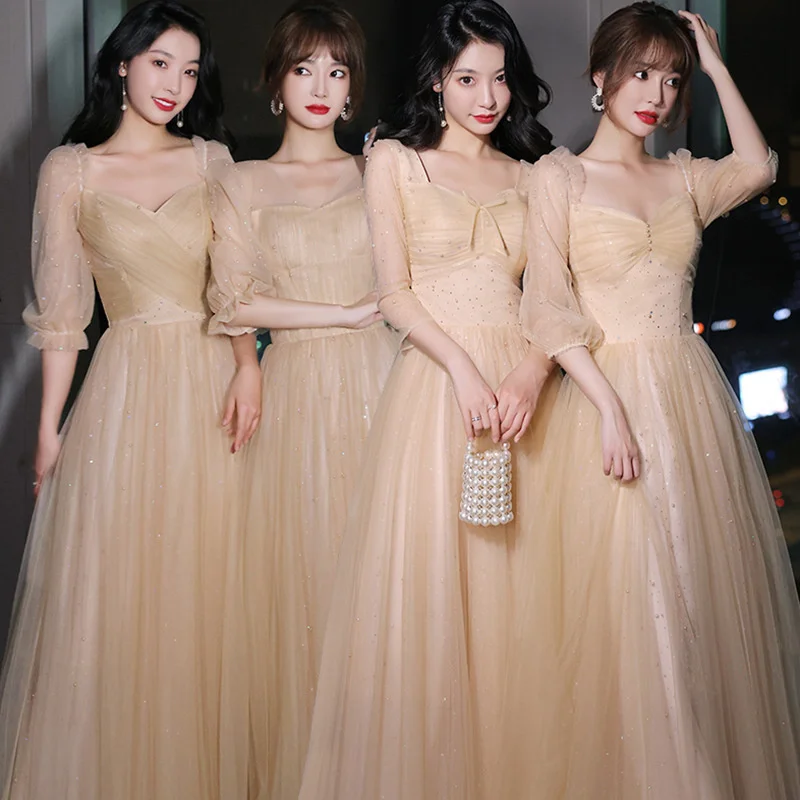 

Bridesmaid Dresses 2023 New Slim And Fleshy Sister Group Students' Graduation Season Fairy Champagne Color Maid of Honor Dress