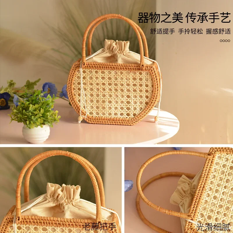 Ручная корзина для хранения в деревенском стиле дорожная сумка пикника тканая из