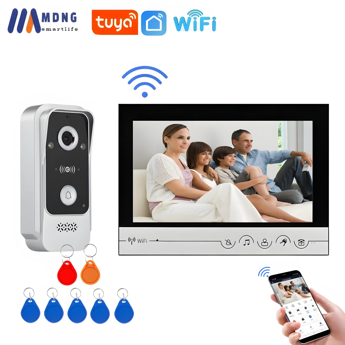 Видеодомофон Tuya с Wi-Fi и ночным видением, белый | AliExpress