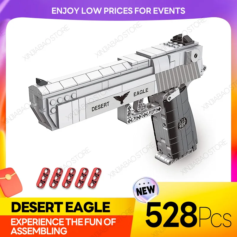 

Desert Eagle Pistol Model Kit Toy Gun Building Block Set Educational Construction Gift Outdoor Games for Boys Aged 14+ (528 Pcs)
