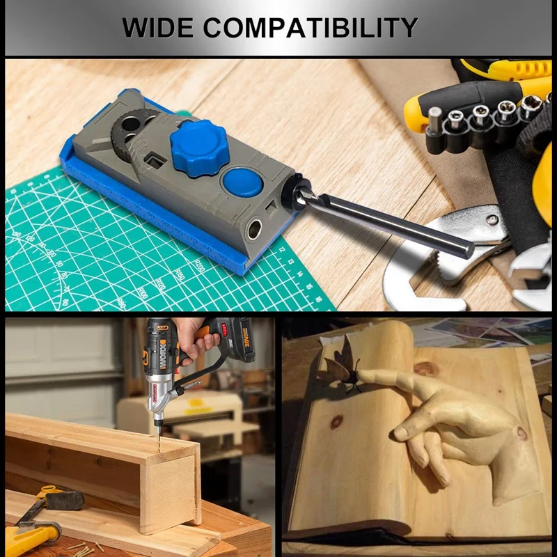 3/8 Inch Pocket Hole Drill Bit With Depth Stop Collar 1/4 Hex Shank Replacement Twist Step Drills For Kreg Manual Gu