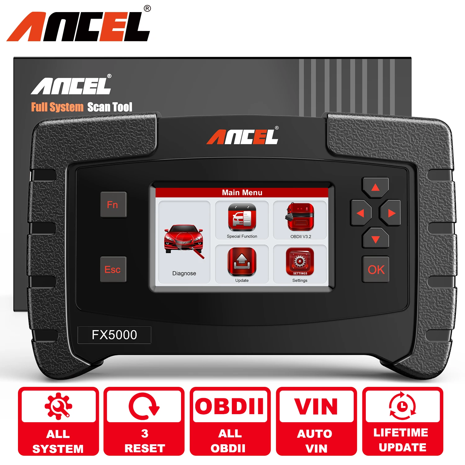 ANCEL FX5000 Профессиональный сканер OBDII с EPB для автоматического сброса масла