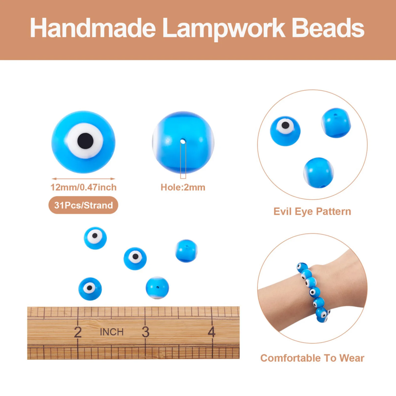 Итальянские бусины ручной работы в форме лампворк сглаза круглые женские