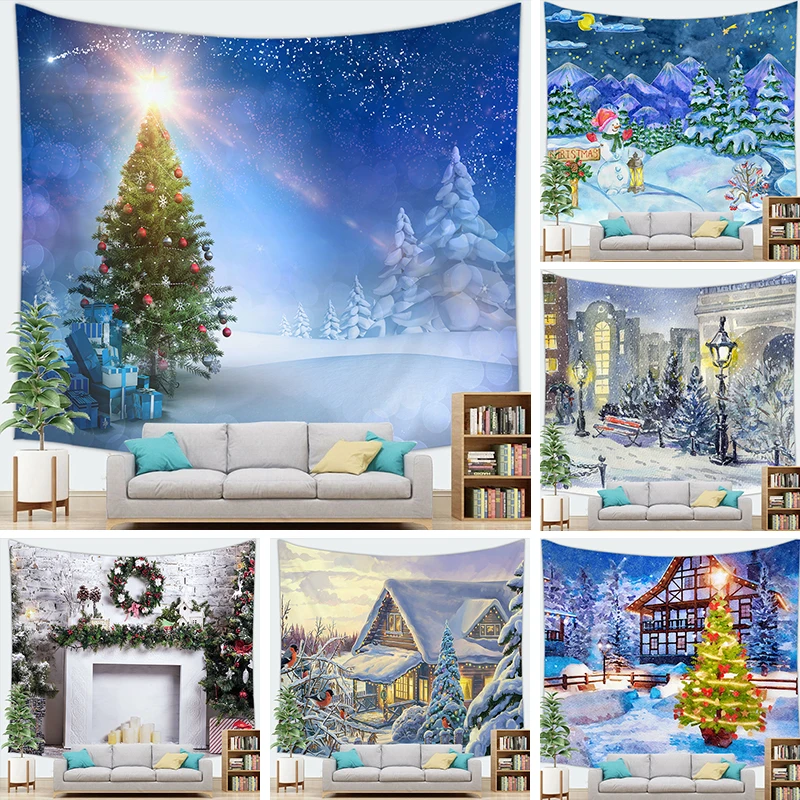 

12 Style Merry Christmas Decorations for Home New Year 2023 Christmas Tree Background Tapestry Ornaments Santa Natal Navidad 217