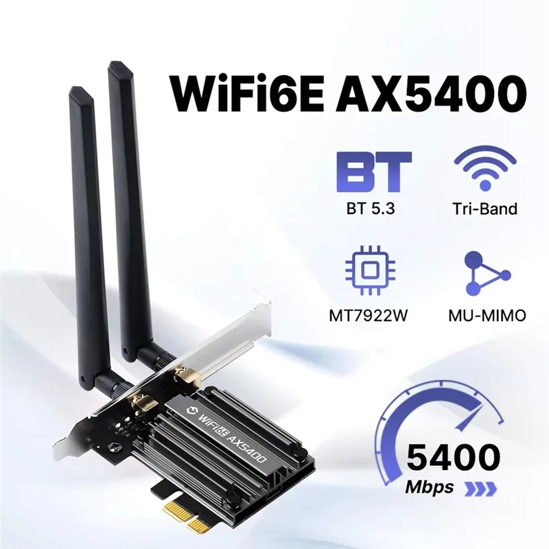 Фото Адаптер Leading-AX5400 PCIE Wi-Fi 6E AX5400 Адаптер PCIE 2,4G/5G 802.11AX Беспроводной приемник Netwotk MU-MIMO Forwin10/11 №2