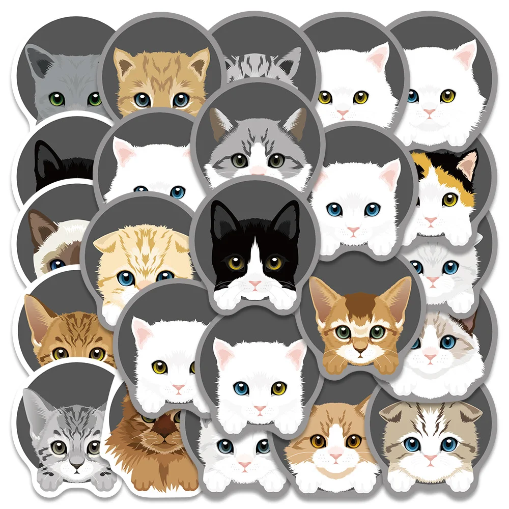 

24 шт., декоративные наклейки в виде головы кошки для скрапбукинга