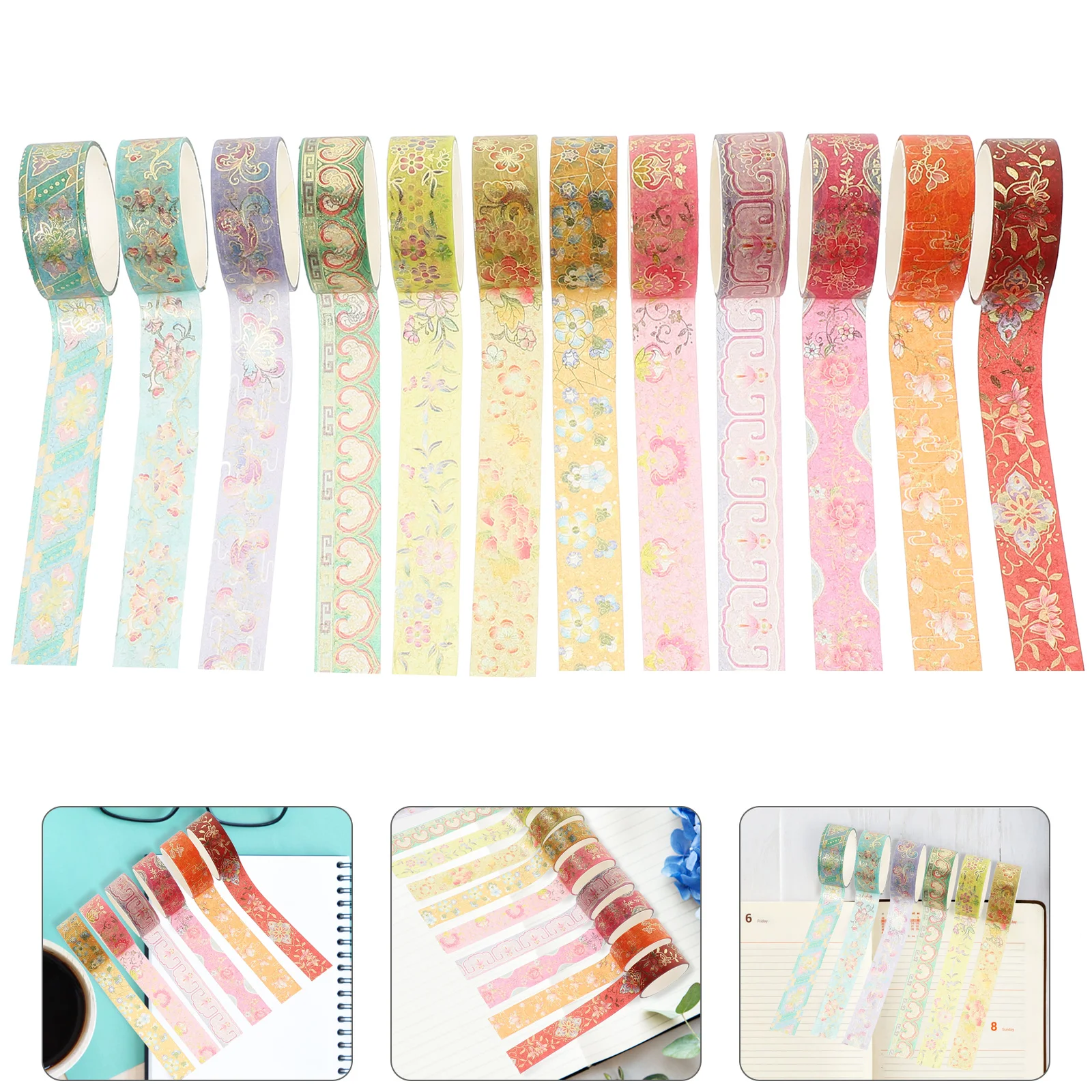 

Tape Washi Gift Tapes Diy Decorative Scrapbook Stickers Wrapping Craft Vintage Floral Set Flower Decor Box Paper Scrapbooking