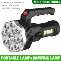 high power led flashlight abs material torch rechargeable lighting hand light multi function waterproof led long range spotlight