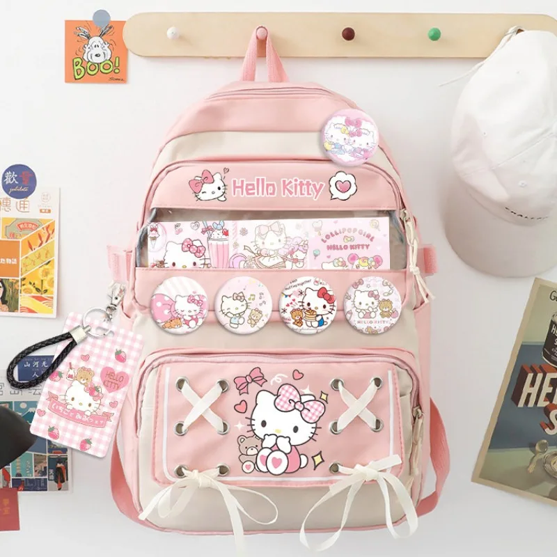 

New Hello Kitty Melody Sanrio Kuromi Backpack Cartoon Anime Computer Large Capacity Student School Bag Cute Girl Simple Kawaii