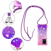 liquid quicksand lanyard strap phone case for samsung galaxy a42 a52 5g a71 s10 s20 plus lite note 10 20 pro necklace rope cover