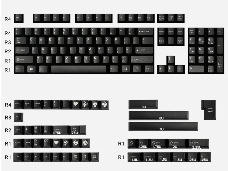 

Новинка, черные клавиши EnjoyPBT Doubleshot ABS, колпачки для клавиатуры с вишневым профилем, 153 колпачков для механической клавиатуры