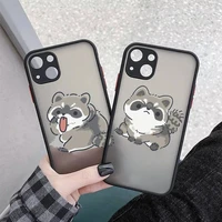 raccoon cartoon cute phone case matte transparent for iphone 11 12 13 7 8 plus mini x xs xr pro max cover
