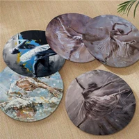 girl playing the violin dance oil painting nordic seat cushion office dining stool pad sponge sofa mat non slip chair mat pad