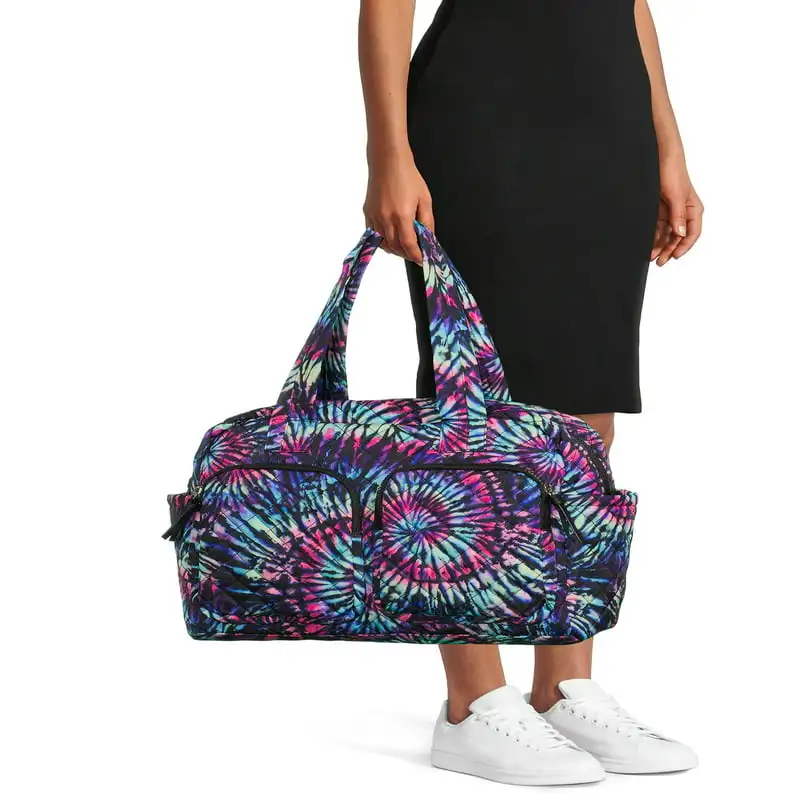 ful. Chic Women's Portable and Multi-Colorful TieDye Double Pocket Lightweight Shoulder Weekender Bag - Lightweight and Durable.