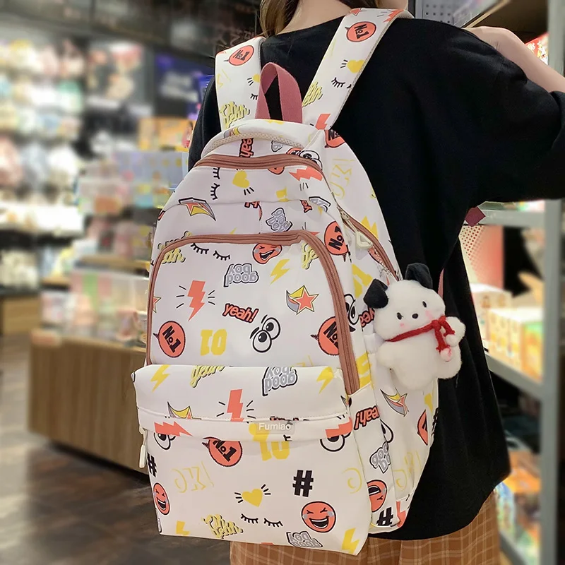 

Female Cartoon Printing New Girl Cute Nylon Travel College Backpack Women Laptop Kawaii School Bag Fashion Student Book Bag Lady