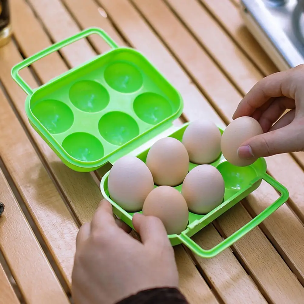 

Egg Case Sealing Snap Shockproof Non-slip Base Egg Carton Outdoor Picnic Portable 6 Grids Egg Storage Box Camping Accessories
