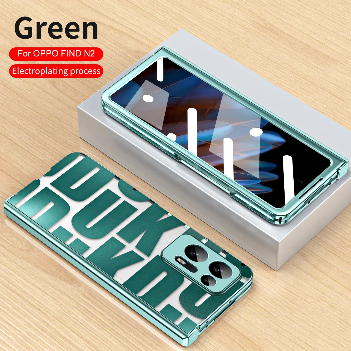 Letter Case For OPPO Find N2 Luxury Plating Transparent OPPO Find Case Shockproof And Anti-fall Equipped With Glass Front Film