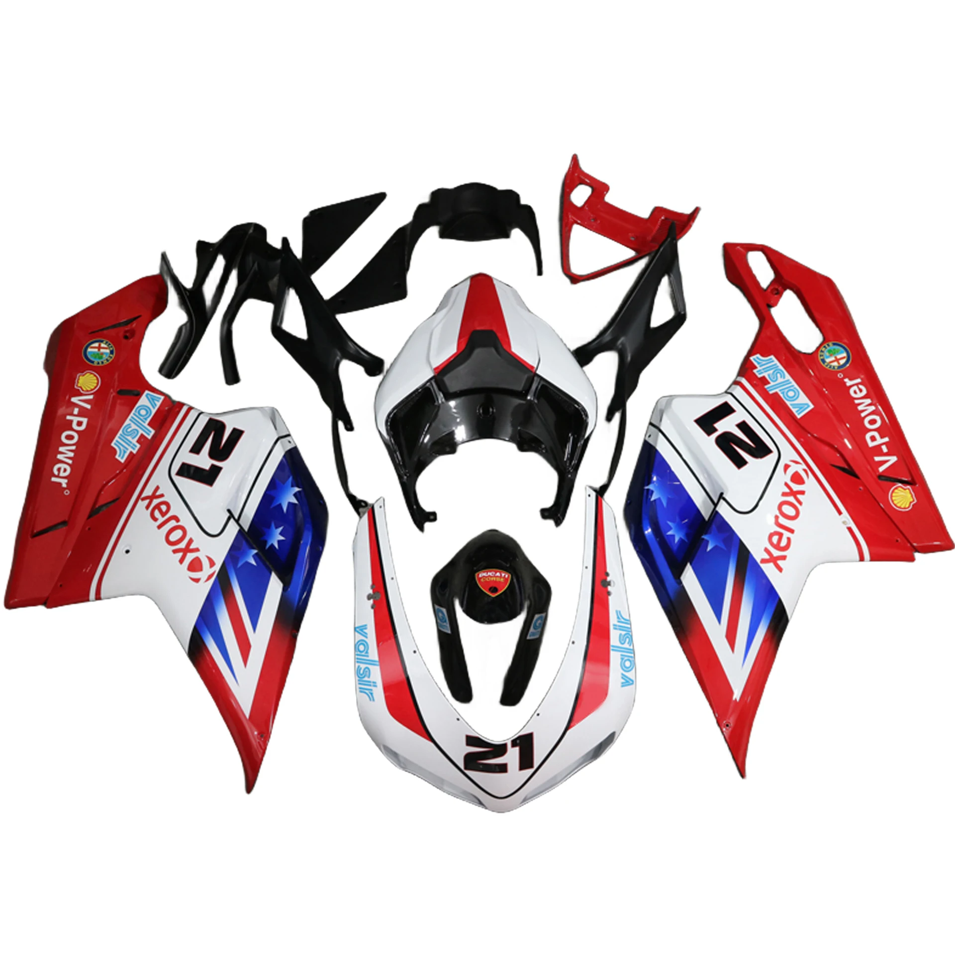 

Top selling fairing kit for Ducati 848 1098 1198 07 08 09 10 11 deep blue white red fairings set 848 1198 2007-2011 AS38