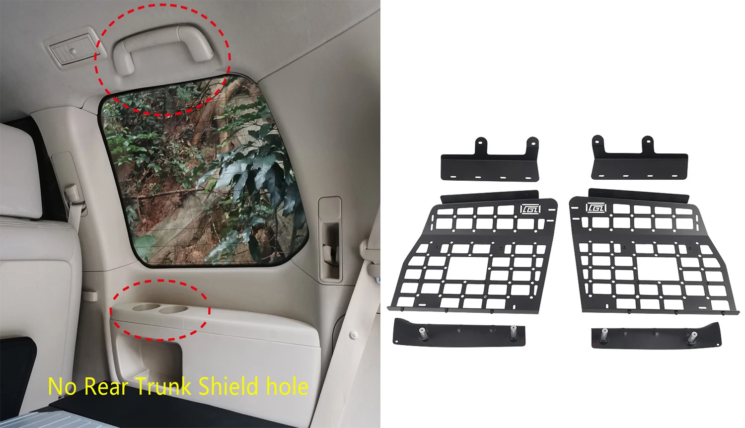 

Для Toyota Land Cruiser LC200 J200/Lexus LX570 2007-2021 7-местная полка для хранения, кронштейн для бокового окна, панель Molle, задний багажник, Debri