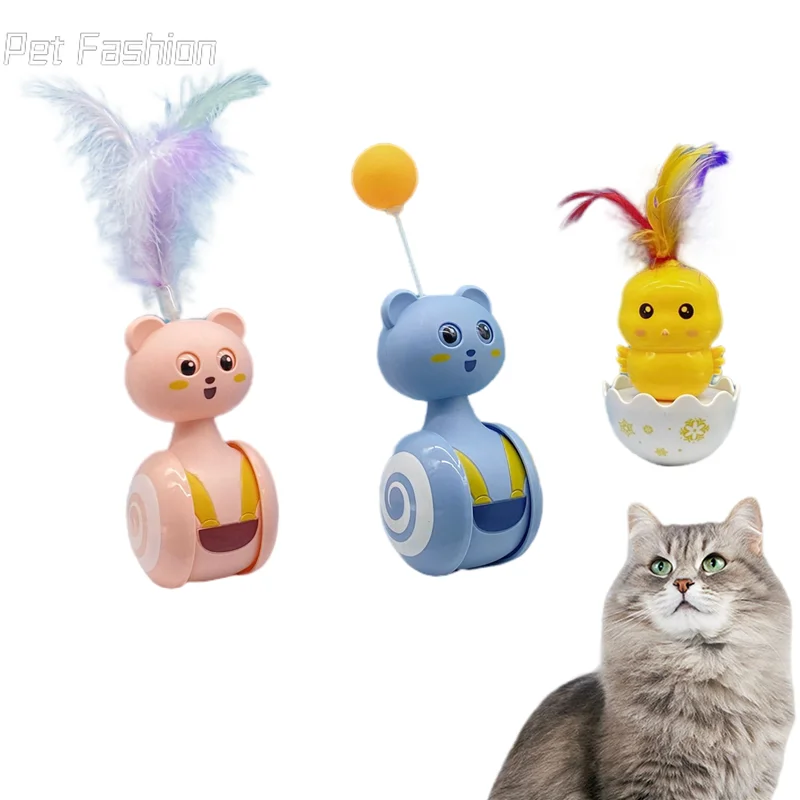 

Cat Interactive Feather Toys Pet Bumbler Funny Toy Interactive Cats Toys Cat Rolling Teaser Feather Wand Toys Rotating Ball