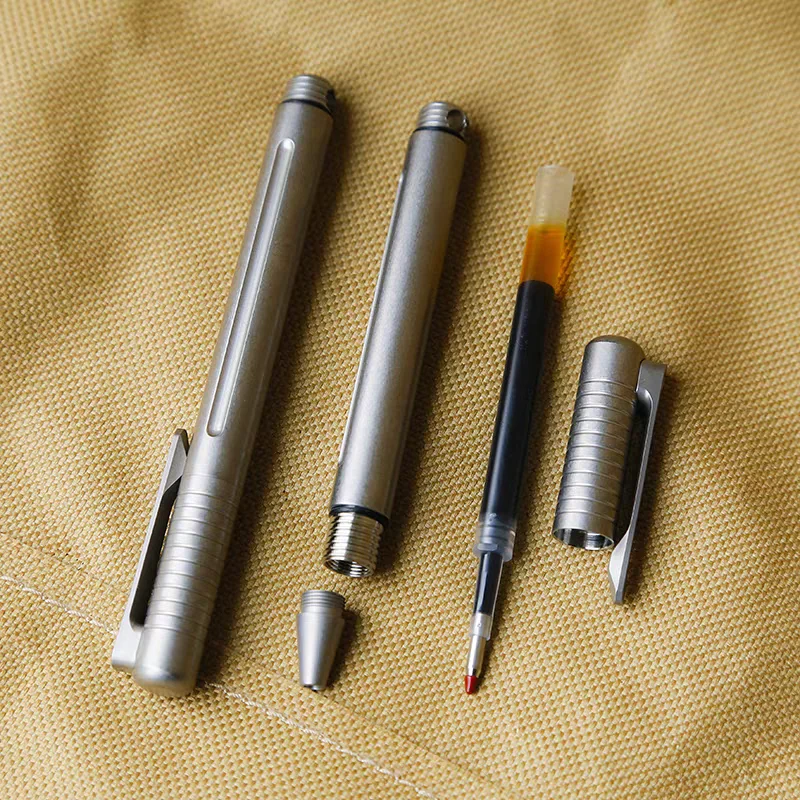 Фото Титановая ручка TC4 EDC, мини-ручка со спиральным поворотом и карманным зажимом, тактическая металлическая шариковая ручка для письма на открытом воздухе и выживания G №3