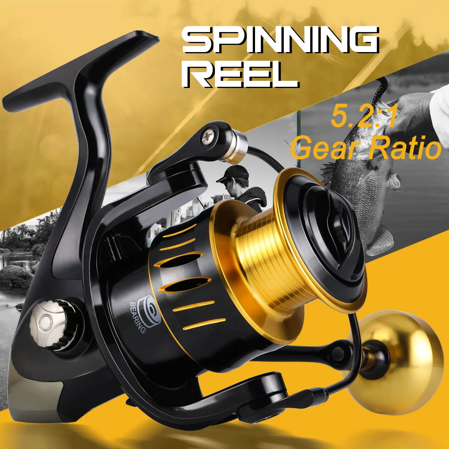 Рыболовная катушка Sougayilang рыболовная с передаточным числом 5 2: 1 спиннинговая из