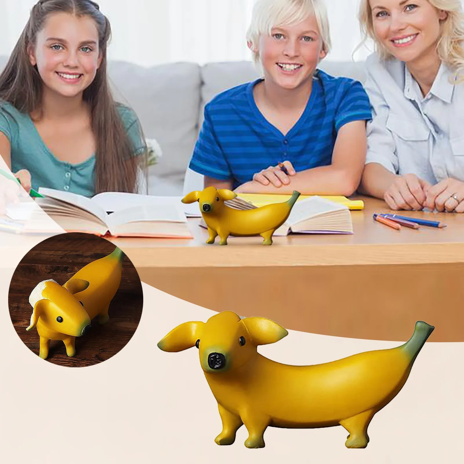 

Creative Banana Puppy Resin Ornaments Home Sculpture Cute Banana Dog Sculpture Desktop Decoration Crafts